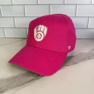 Milwaukee‎ Brewers Hat Cap Strap Back Kids Pink White MLB Baseball 47